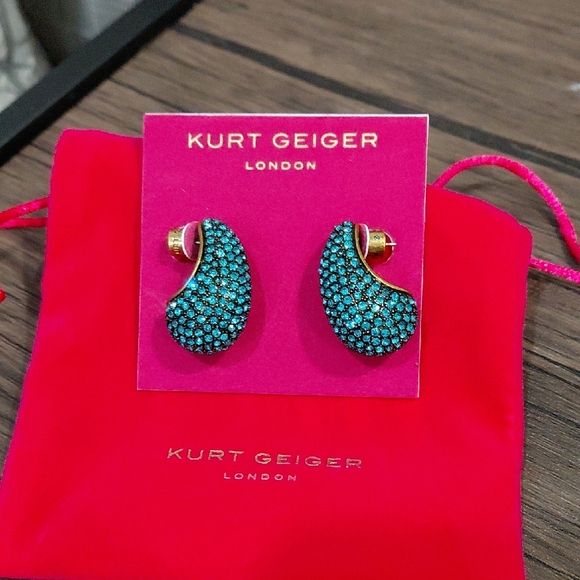 KURT GEIGER LONDON Crystal Blue Earrings - Picture 2 of 5